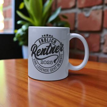 Keramiktasse Ruhestand Endlich Rentner personalisiert Kaffeebecher Teetasse Kaffeetassee - Artikel Nr. 1100080